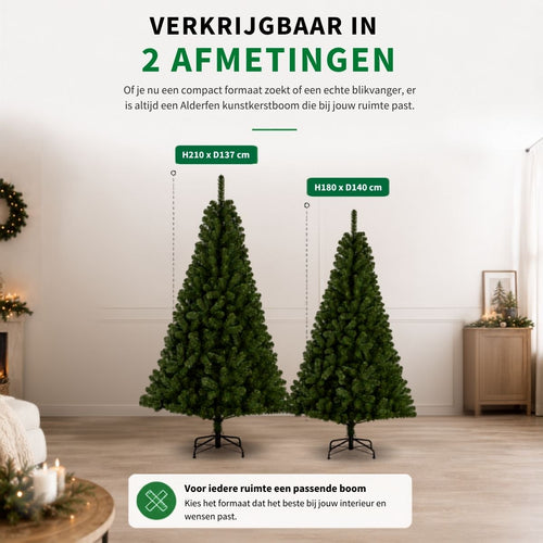 Black Box Trees Alderfen Kunstkerstboom H180 x Ø140 cm - Kerstboom Kunstkerstboom 525 Tips - Kunstboom met Standaard - Groen