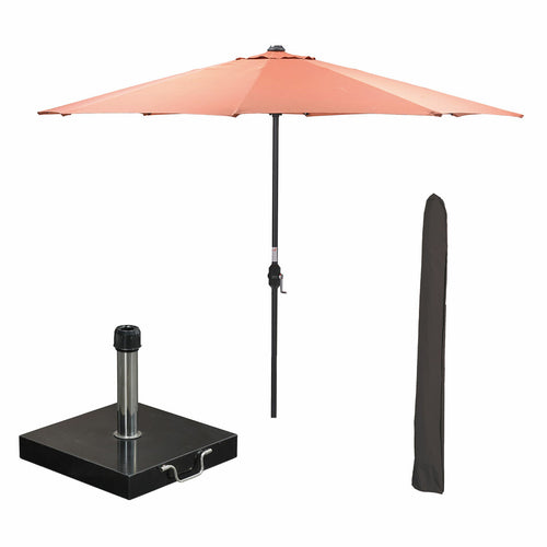 Garden Impressions stokparasol Lotus koper Ø300 cm met 40kg Cosmo voet en hoes - vtwonen shop