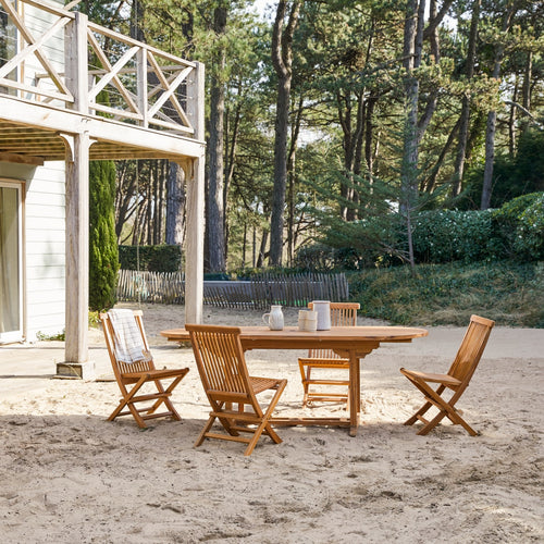 Tikamoon Ovale tuinset in massief acaciahout met 4 stoelen - Bruin