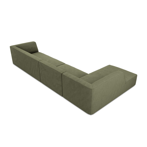 Cosmopolitan Design - Modulaire hoekbank links Siena 5-zits, ribfluwelen groente - 180x366x69cm