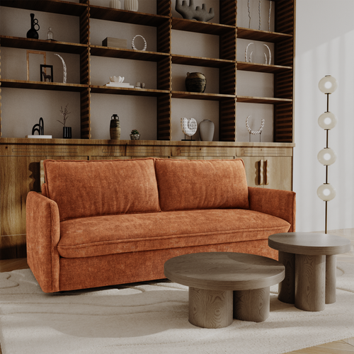 Premium Interiors - Express-slaapbank AVA - gewaafd fluweel terracotta 178cm