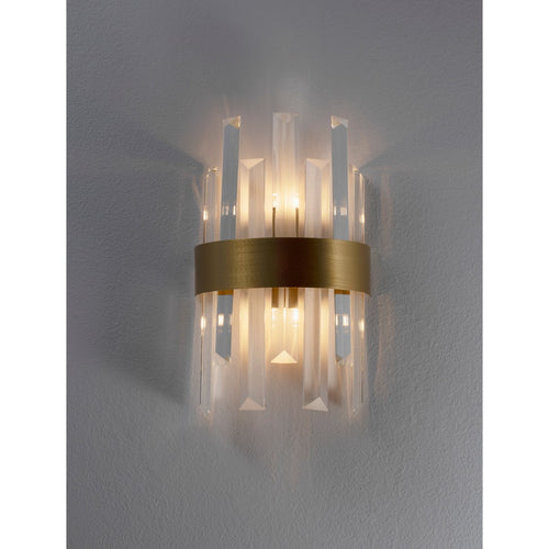 Merano Kimberley Wandlamp Satijn Goud Metaal Helder Kristal (7 stuks) LED G9