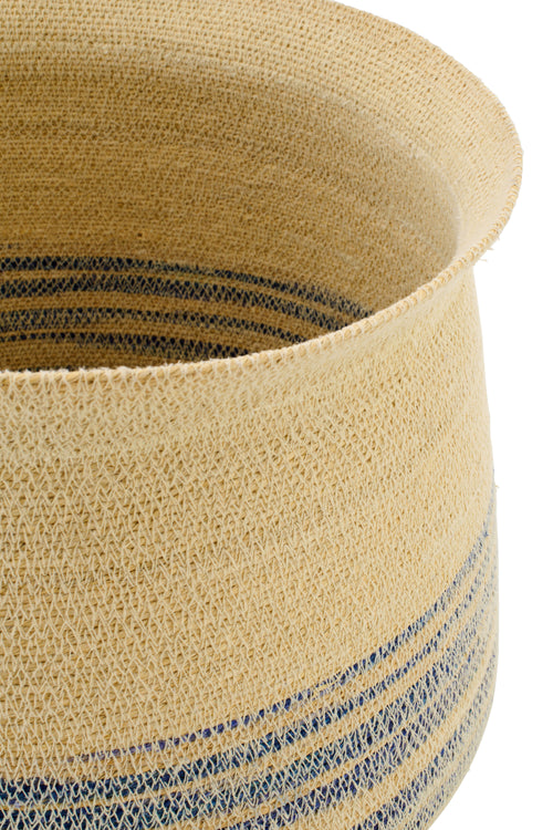 J-Line mand Gestreept - zeegras - naturel/blauw - set van 2