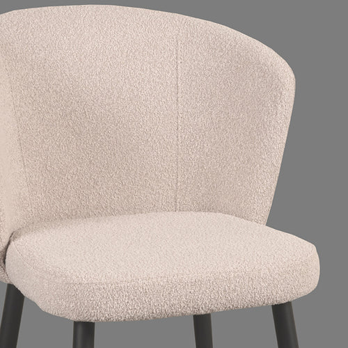 LABEL51 Eetkamerstoel Wave - Naturel Bouclé - Zithoogte 50cm - Set van 2