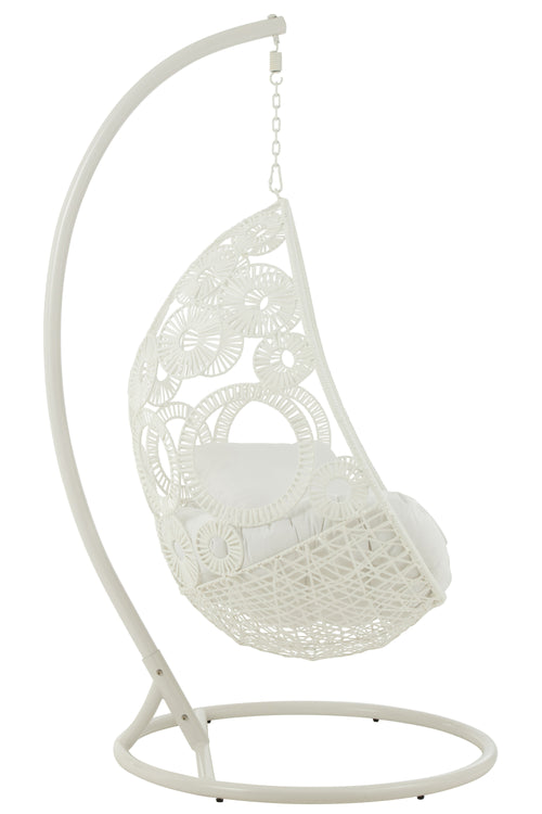 J-Line hangstoel + kussens Bula - metaal/riet - wit - vtwonen shop