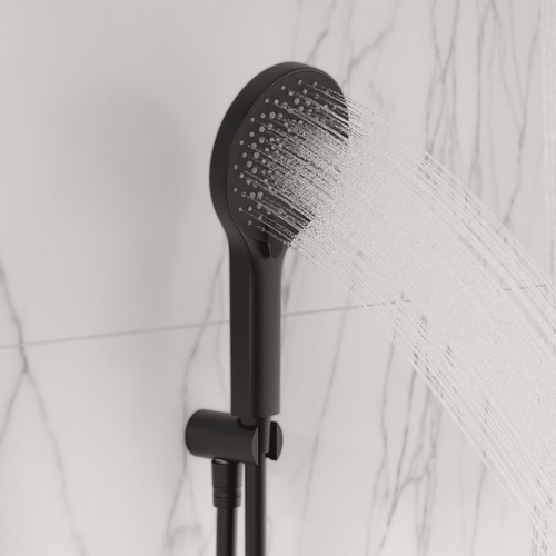 LOMAZOO inbouwdoucheset Caesar - met thermostaatkraan & ronde handdouche - mat zwart - 30 cm