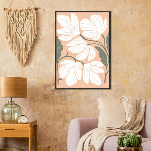 Artfulprints Poster Boho – Delicate flowers   - 70x100 cm - Wit