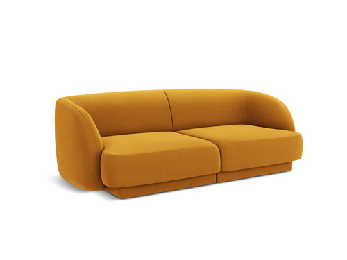 Micadoni Bank Miley 2-zits, flueel, geel - 90x180x70cm