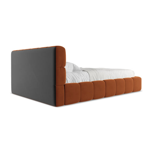 LaMiaSofa Bed met opbergruimte Roma - velours - terracotta - 160x228x82