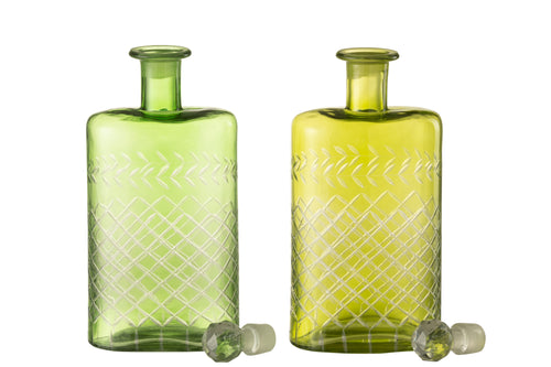 J-Line karaf Bladeren - glas - groen - extra large - 2 stuks - vtwonen shop