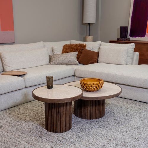 DÉJA Living Salontafel Tervo - Donkerbruin Marmer - Ø60cm