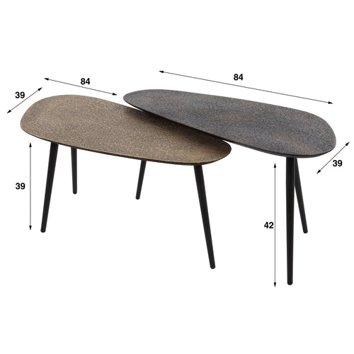 Giga Meubel Salontafel Metallic - Grijs Metaal - Set van 2 - 84x42x39cm - vtwonen shop