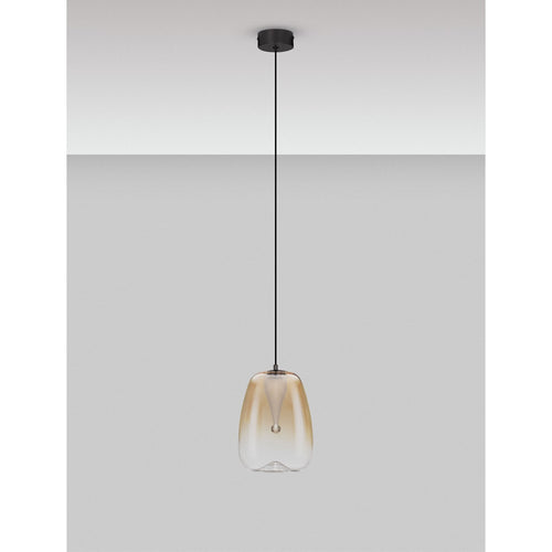 Nova Luce OBLO Slanke hanglamp voor plafond, amberkleurig, matzwart, LED, 3W, 195lm, 3000K