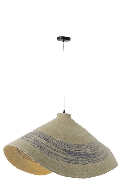 J-Line hanglamp Gestreept - zeegras - naturel/blauw