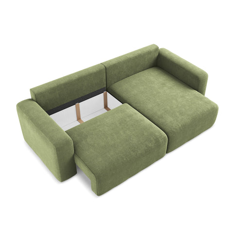 LaMiaSofa hoekbank rechts Ostia - chenille stof - groente - 244x149x79