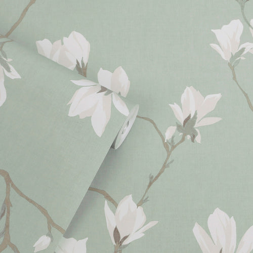 Laura Ashley Vliesbehang - Magnolia Grove Pale Eau de Nil