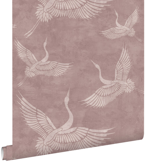 ESTAhome behang kraanvogels oudroze - 50 x 900 cm - 139333