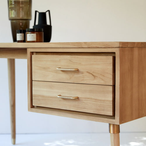 Tikamoon Bureau van massief teakhout - Naturel - vtwonen shop