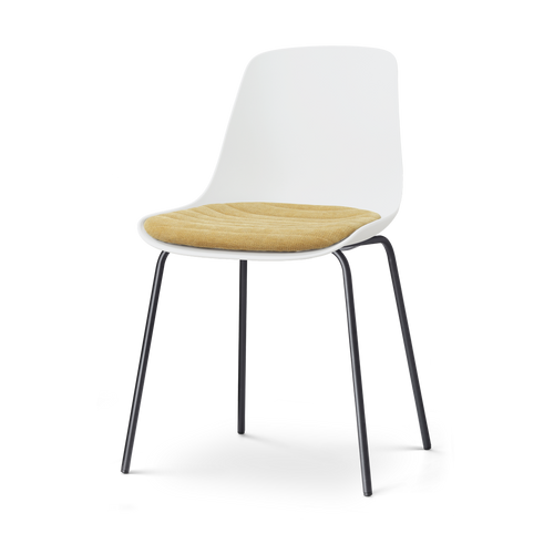 Nolon Nora-Liv eetkamerstoel wit met warm oker zitkussen - zwart onderstel