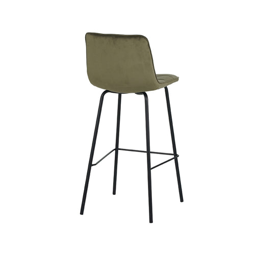 LABEL51 Barkruk Bistro - Donkergroen Velvet - Zithoogte 78cm - Set van 2 - vtwonen shop