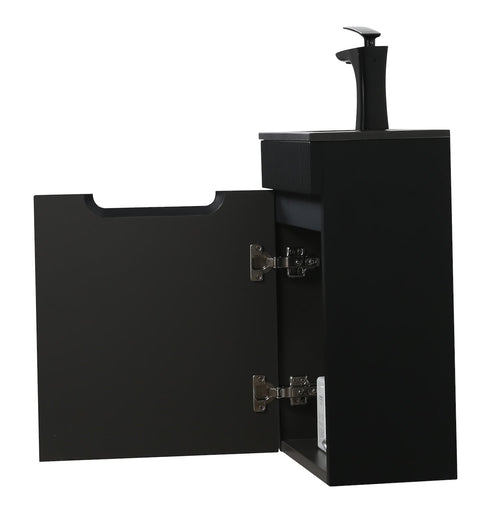Badplaats Toiletmeubel Thermis 40 x 22 cm – Mat Zwart – Fonteinmeubel met Zwarte Wastafel