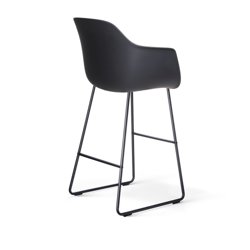 Nolon Nino-Liz Barkruk Zwart met Zeegrijs Zitkussen Zwart Onderstel 75 Cm