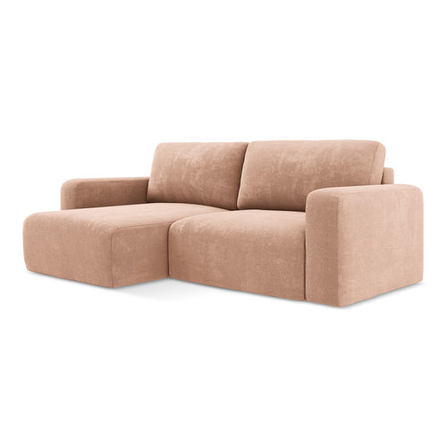 LaMiaSofa hoekbank links Ostia - chenille stof - perzik - 244x149x79