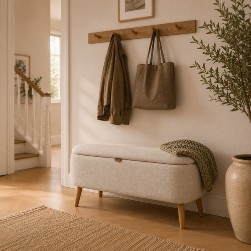 Nolon Juna bankje met opbergruimte beige melange  - 95 x 37 cm