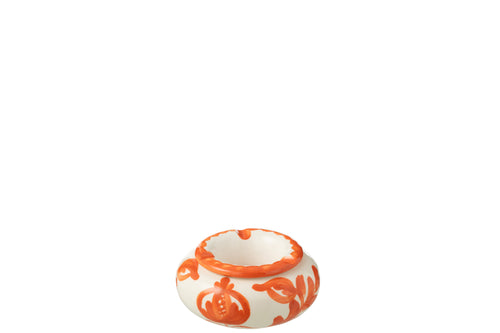 J-Line asbak Granada - keramiek - wit/oranje - small