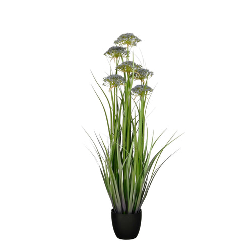 Mica Decorations Engelwortel – Kunstgras in Pot – Realistische Nepplant Woondecoratie – Kunstplanten voor Binnen en Buiten – H120 x Ø35 cm – Groen,