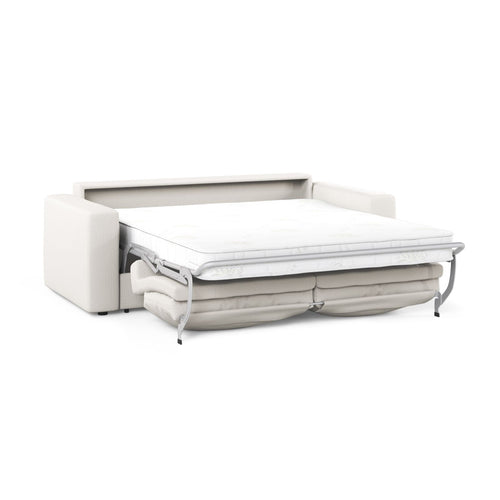 Cosmopolitan Design - Converteerbare bank Grena 3-zits, structurele stof wit - 100x205x90cm
