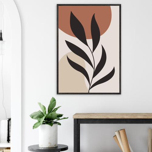 Artfulprints Poster Boho - Abstract leaf   - 50x70 cm - Terracotta