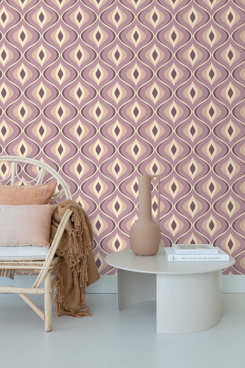 ESTAhome behang retro ornamenten lila paars - 50 x 900 cm - 130988 - vtwonen shop