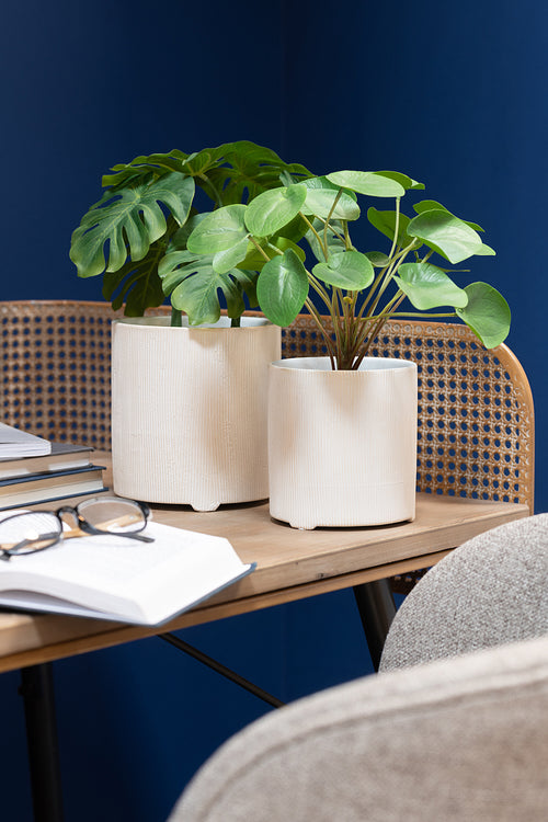 J-Line bloempot Maria Rond - Keramiek - wit - large - Ø 14.5 cm