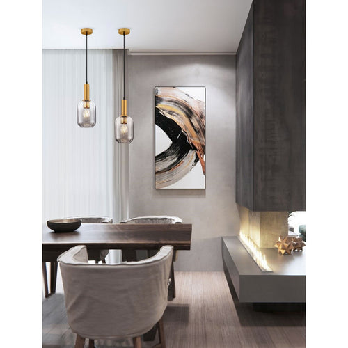 Nova Luce MAHO Slanke hanglamp voor aan het plafond, rookkleurig messing goudkleurig, E27 fitting, 1x12W