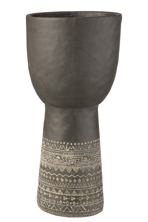 J-Line bloempot Gat Decoratie Etnisch - cement - grijs - large - Ø 23 cm - vtwonen shop