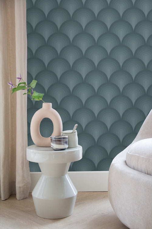 ESTAhome behang 3D-motief petrolblauw - 50 x 900 cm - 131123 - vtwonen shop