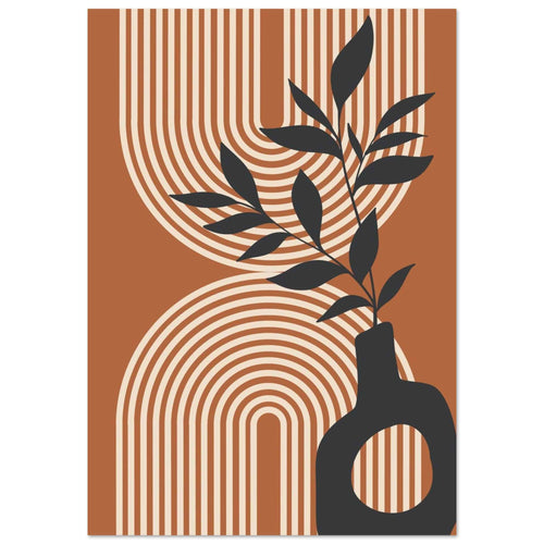Artfulprints Poster met Lijst Boho – Arched still life   - A4 21x29.7 cm - Terracotta