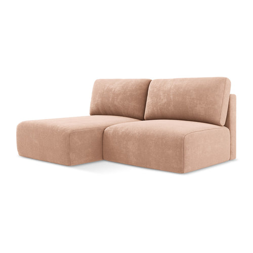 LaMiaSofa hoekbank links Ostia - chenille stof - perzik - 210x149x79