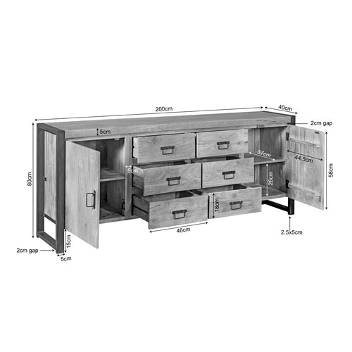 StarFurn Dressoir Boaz - Naturel Hout - 200x40x80cm - vtwonen shop