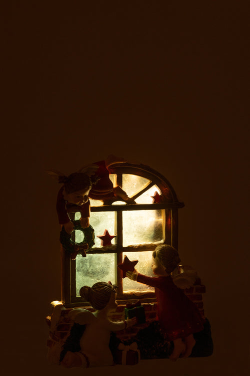 J-Line decoratie Engelen Venster - polyresin - mix - LED