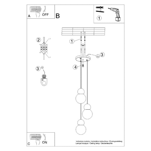 Sollux Lighting Hanglamp PEKKA 3P wit/natuurlijk hout - 31x31x124cm