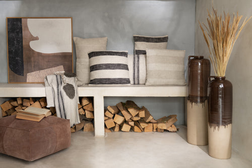 J-Line vaas Handvat - keramiek - beige/bruin - medium - 68 cm hoog