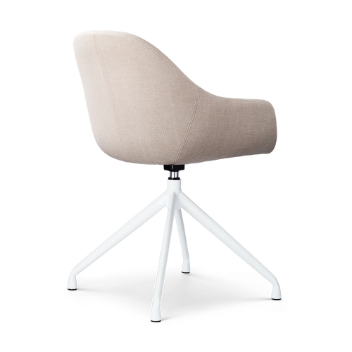 Nolon Nola-Mae Eetkamerstoel Beige - Draaibaar Wit Onderstel