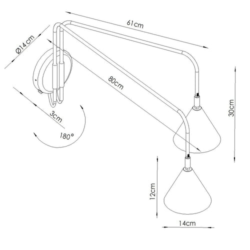 Sollux Lighting Wandlamp NOX 2 lichtblauw met schakelaar - 150x80x30cm