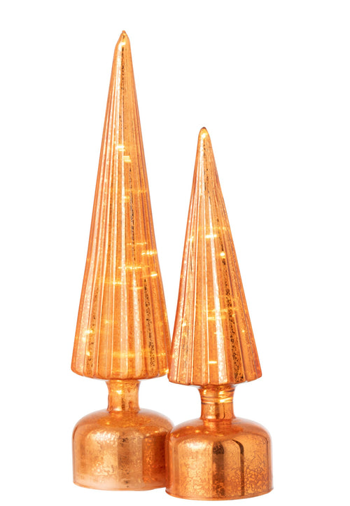 J-Line decoratie Boom Draaiend Gekraakt - glas - oranje - large