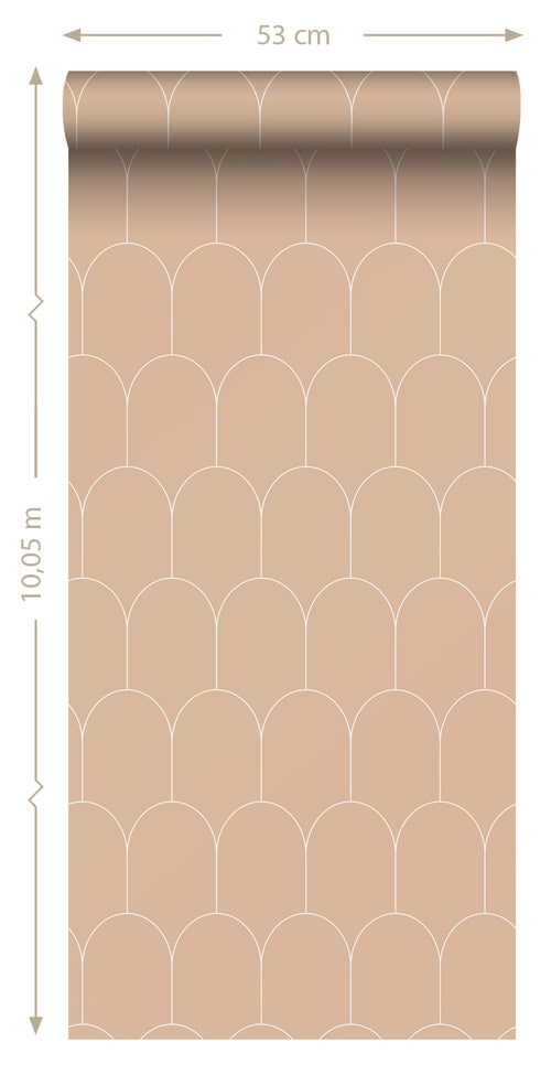ESTAhome behang art deco motief licht terracotta - 53 cm x 10.05 m - 139203
