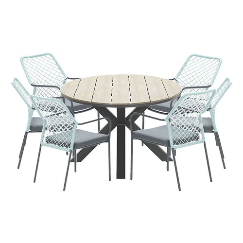 Garden Impressions tuinset Ross - Tulli zacht groen - light teak look - 220x115 cm