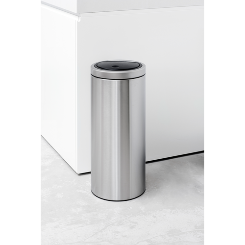 Brabantia Touch Bin afvalemmer, 30 liter, platte deksel, kunststof binnenemmer - Matt Steel