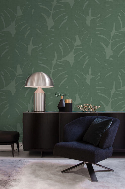 Origin Wallcoverings fotobehang bladeren met geweven structuur groen - 200 x 300 cm - 357228 - vtwonen shop